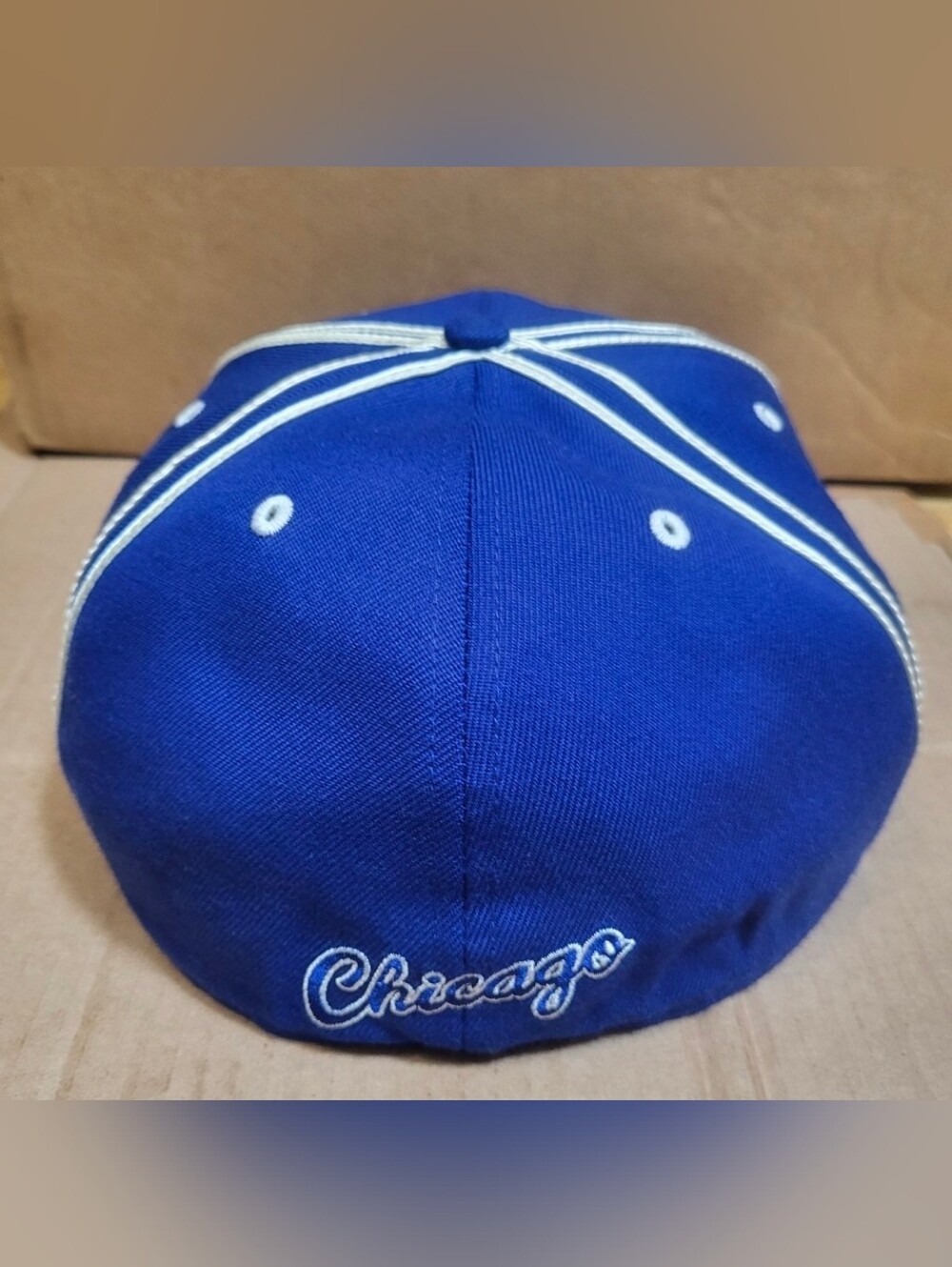Chicago Bulls "Windy City" Royal Blue/White Fitted Hat Men Size 8 - Picture 4 of 9